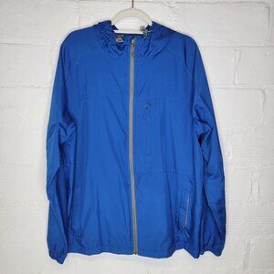 Lands' End Men's Large Full Zip Lightweight Jacket Hood Vented Blue